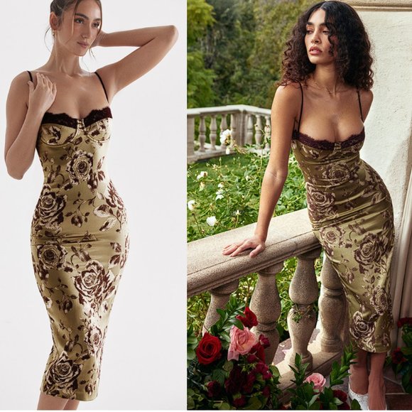 HOUSE OF CB 'Cassia' Floral Print Midi Dress NWOT - Picture 1 of 14